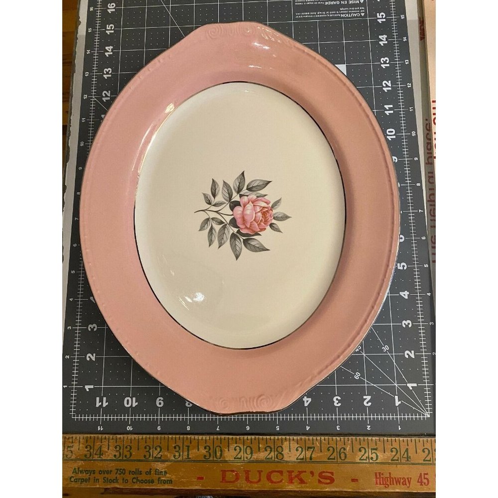 Cunningham & Pickett Vintage NORWAY ROSE 14" x 10 3/4" OVAL SERVING PLATTER